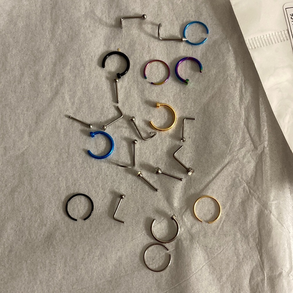 Nose lips eyebrow rings. WOW 22 pieces